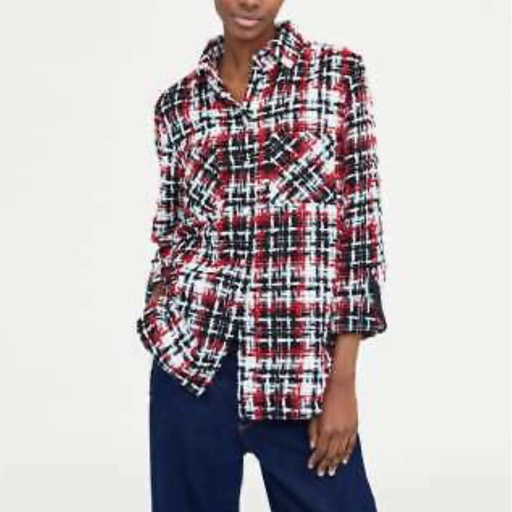 Zara Red and Black Plaid Jacket
